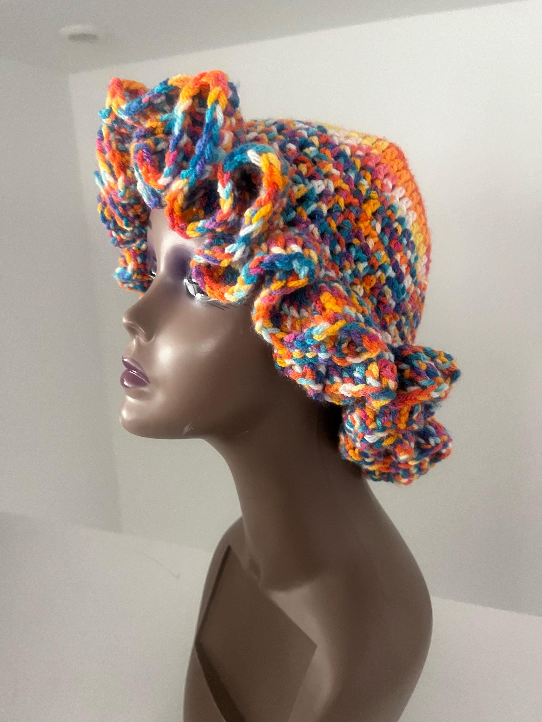 Bright Orange and Speckled Ruffle Hat -  Unique, Colorful Bucket Hat