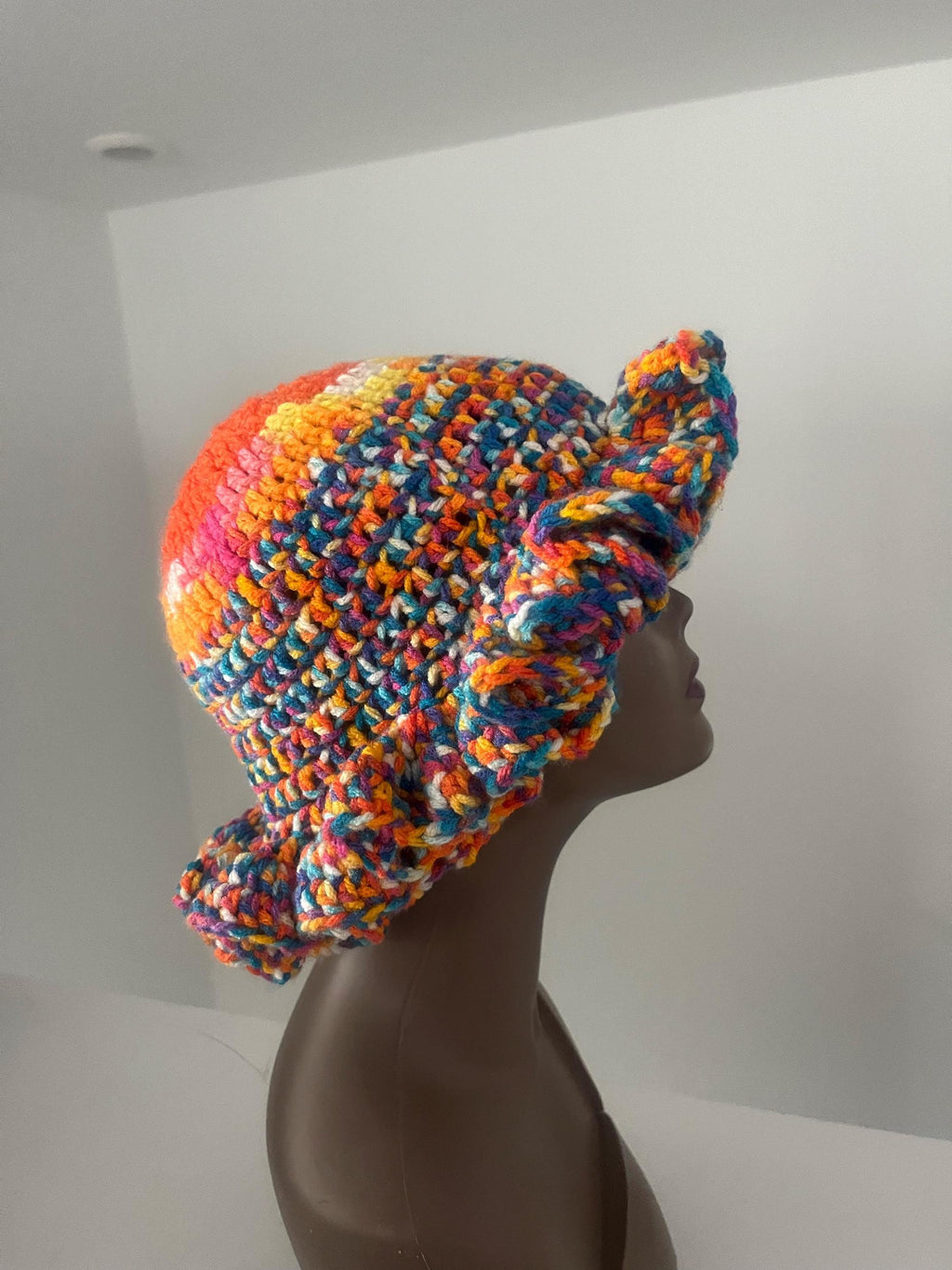 Bright Orange and Speckled Ruffle Hat -  Unique, Colorful Bucket Hat