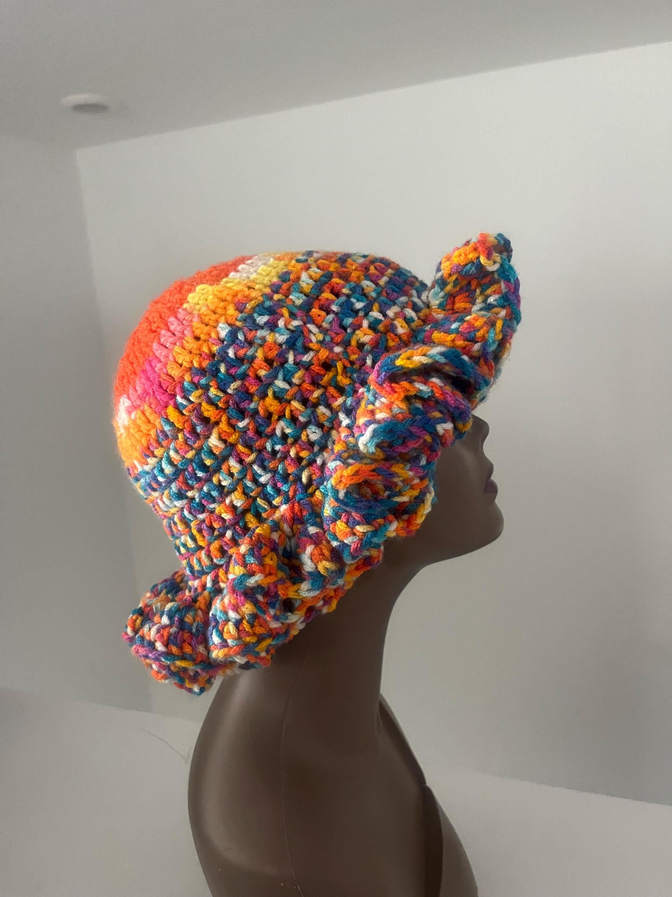 Bright Orange and Speckled Ruffle Hat -  Unique, Colorful Bucket Hat