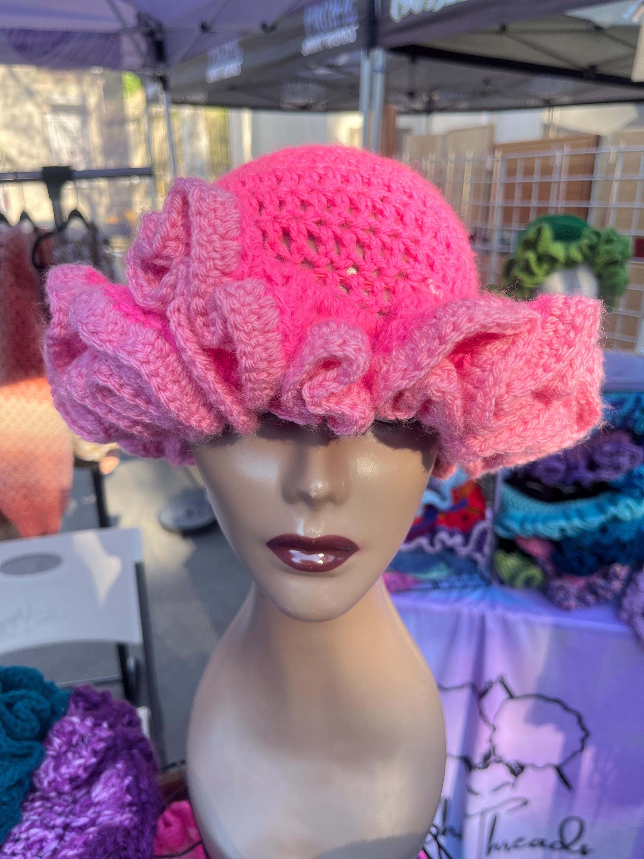 Ombre Pink Ruffle Hat- Colorful and Unique Bucket Hat