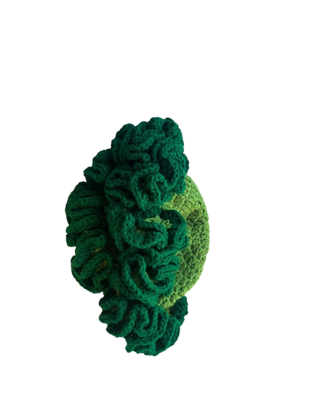 Handmade Acrylic Ruffle Bucket Hat, Light and Dark Green, Adult Size